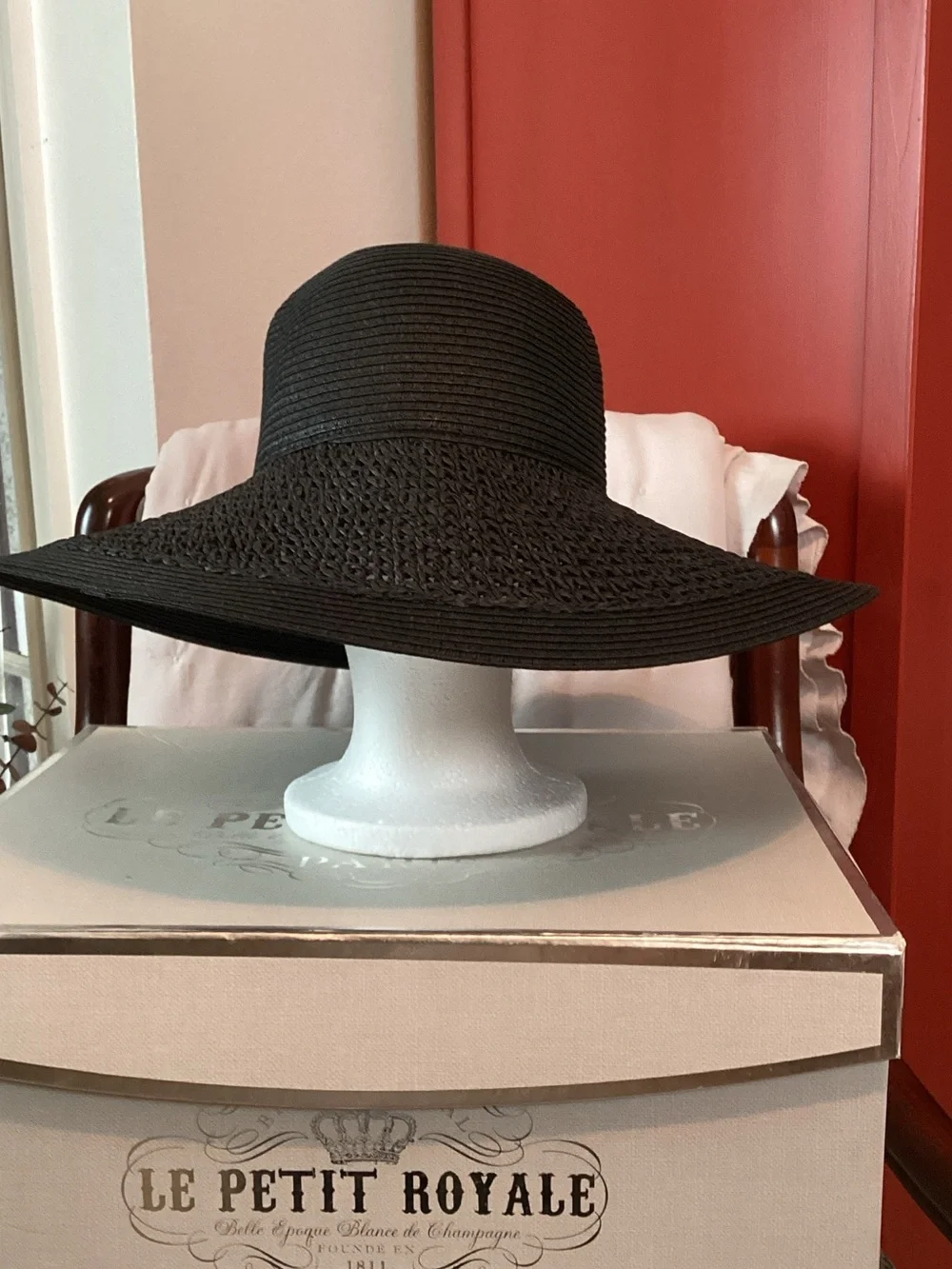 J. Crew Black Wide-Brim Straw Sun Hat